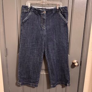 Lands' End Blue Ankle Cropped Jeans Relaxed Fit